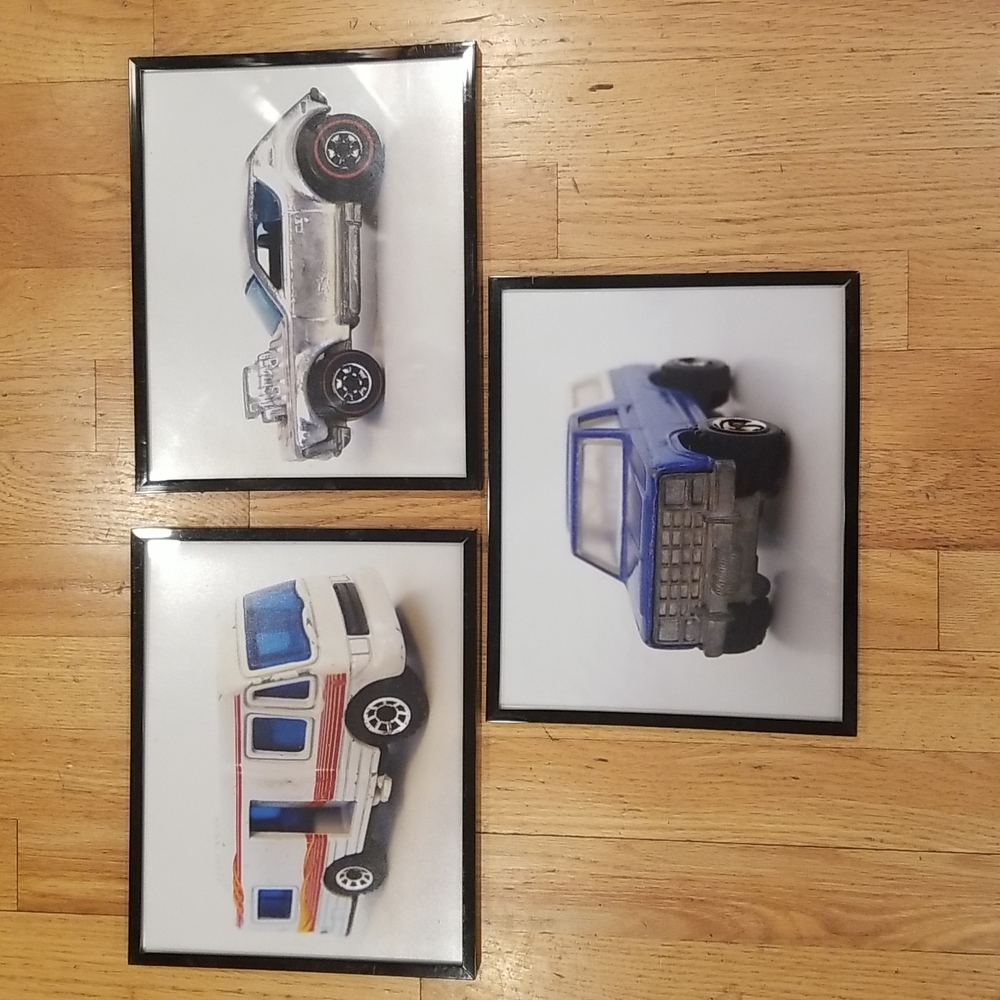 Set of 3 Framed Matchbox Car Prints/ Decor